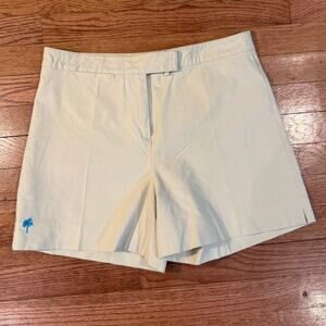 Lilly Pulitzer Shorts Size 6 Khaki Palm Embroidered Cotton Blend